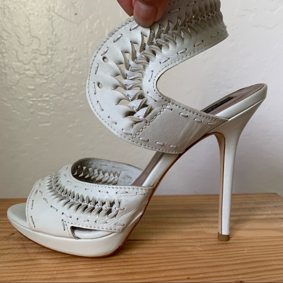 Zara Woven Lace-Up Ankle Strap Heels - Size 37 - Picture 5 of 13